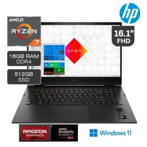 laptop hp omen 16-c0503la ryzen 75800h 512gb ssd 16gb ram video rx6600m