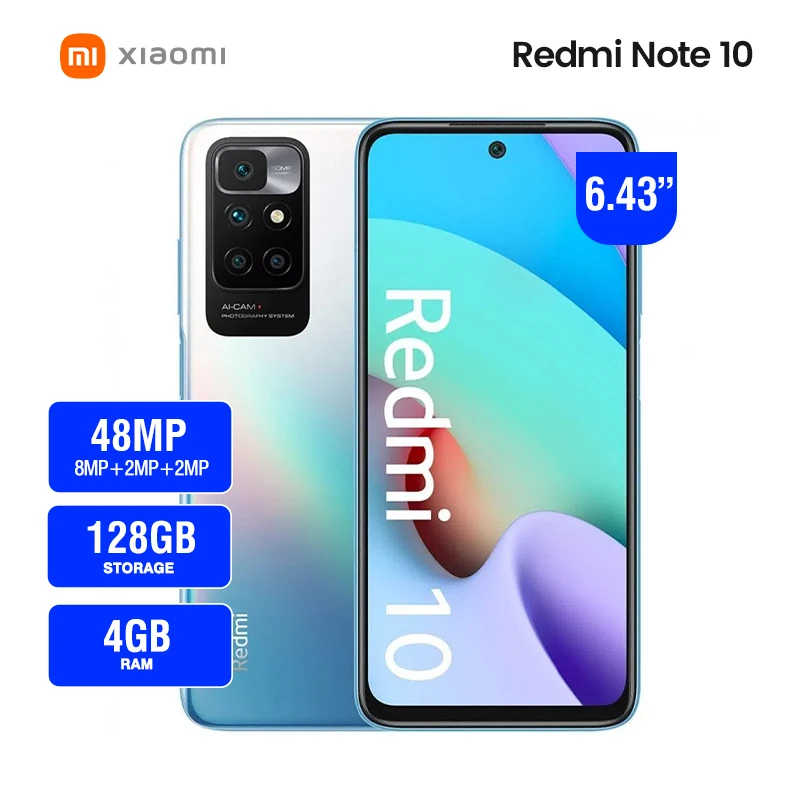 Celular Xiaomi Redmi Note 10 RAM 4GB Storage 128GB Pantalla 6.43 Super  AMOLED - Electro A