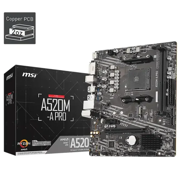 Placa Madre MSI A520-A PRO Socket AMD AM4 Procesadores AMD Ryzen