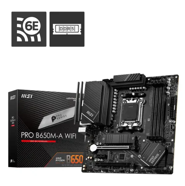 Placa Madre MSI PRO B650M-A WIFI Chipset AMD Ryzen 7000 DDR5 M-ATX