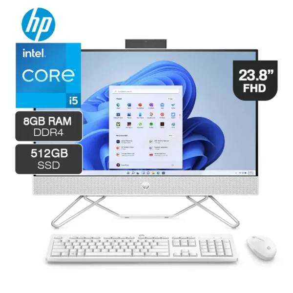 All in One HP 23.8" Windows 11 Home Core i5 12a Gen 10 Núcleos 8GB 512GB SSD 24-CB1009LA