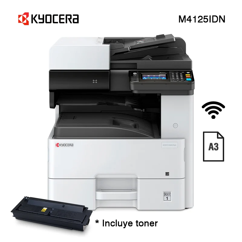 Impresora Multifuncional A3 Laser Monocromática KYOCERA M4125IDN Imprime  Copia Escanea Fax ADF - Electro A
