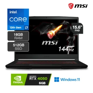 Laptop Gamer MSI Thin GF63 12VE Core i7-12650H 16GB RAM 512GB SSD RTX 4050 6GB 15.6" FHD