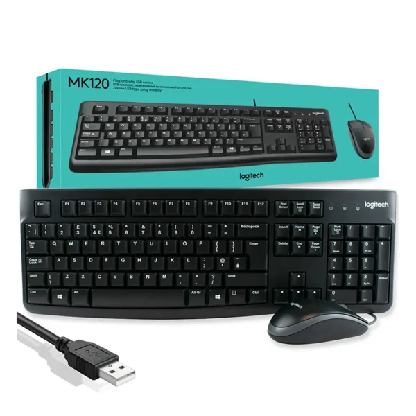 Teclado y Mouse Logitech MK120 Kit Teclado Estandar + Mouse Optico