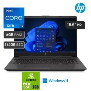 laptop hp 250 g9 intel core i7-1255u video mx550