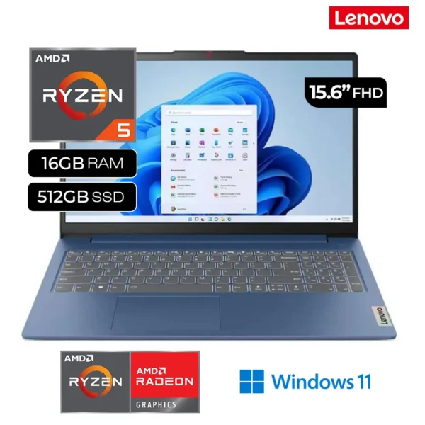 Laptop Lenovo Ideapad Slim 3 15AMN8 AMD Ryzen 5-7520U RAM 16GB Disco 512GB SSD 15.6"