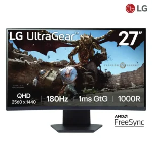 Monitor Gamer LG UltraGear 27GS60QC-B Curvo 27" QHD 1000R 1ms 180Hz HDR10