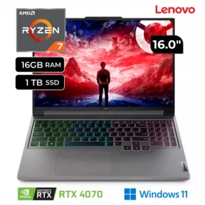 Laptop Gamer Lenovo Legion Slim 5 16AHP9 Ryzen 7 8845HS RAM 32GB SSD 1TB RTX 4070 8GB 16" WQXGA