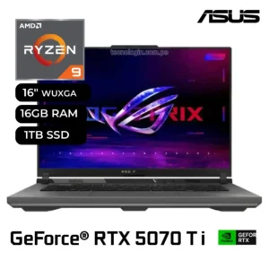 Laptop Gamer ASUS ROG STRIX G614PR-G16 R95070TI Ryzen 9 8940HX 16GB RAM 1TB SSD RTX 5070TI 12GB 16" WUXGA