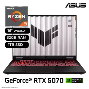 Laptop Gamer ASUS TUF A16 FA608UP-A16.R95070 ADM Ryzen 9 270 32GB RAM 1TB SSD RTX 5070 8GB 16" WUXGA