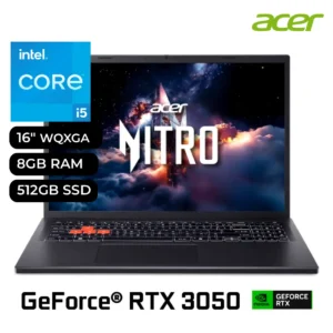 Laptop Acer Nitro Lite NL16-71G-52K7 Intel Core i5-13420H 8GB RAM 512GB SSD RTX 3050 6GB 16" WUXGA 165Hz